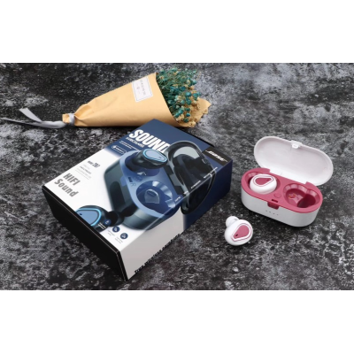 Căști Bluetooth Wireless bluetooth 5.0 carcasa impermeabila, compatibil android si IOS, Roz