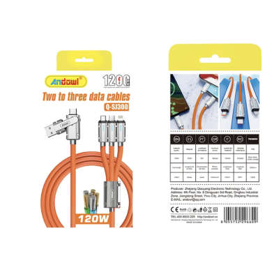Cablu de date / Cablu de incarcare 120W Q SJ300 USB / TypeC la iOS / TypeC / Micro