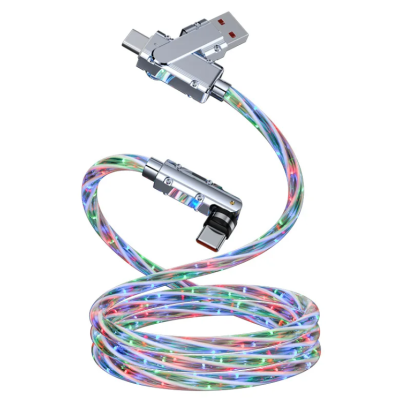 Cablu de date cu incarcare super rapida si lumina LED PD 4 in 1