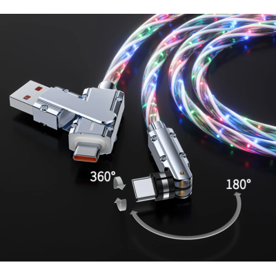 Cablu de date cu incarcare super rapida si lumina LED PD 4 in 1