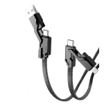 Cablu de Date USB C la C 4 in 1 cu Cablu Nailon Impletit Plan 