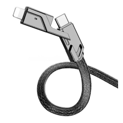 Cablu de Date USB C la C 4 in 1 cu Cablu Nailon Impletit Plan