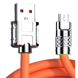 Cablu de date USB cu USB A 120W 6A 1m Portocaliu capete Metalice MicroUSB