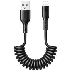 Cablu de date USB la iPhone Lightning spiralat negru Cablu de date USB la iPhone Lightning spiralat negru