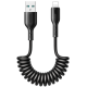 Cablu de date USB la iPhone Lightning spiralat negru