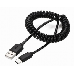Cablu de date USB la USB type C spiralat negru Cablu de date USB la USB type C spiralat negru
