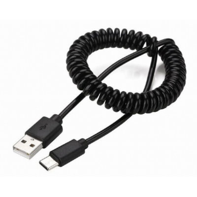 Cablu de date USB la USB type C spiralat negru