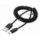 Cablu de date USB la USB type C spiralat negru