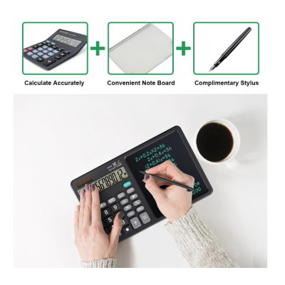 Calculator stiintific ecran LCD 7 inch 12 cifre solar/baterie negru 25.3x15.9x1.6cm