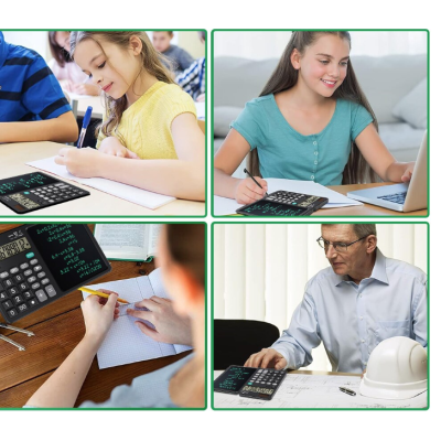 Calculator stiintific ecran LCD 7 inch 12 cifre solar/baterie negru 25.3x15.9x1.6cm