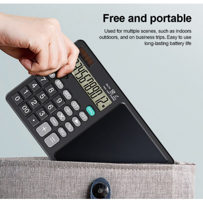 Calculator stiintific ecran LCD 7 inch 12 cifre solar/baterie negru 25.3x15.9x1.6cm