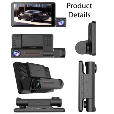 Camera auto de bord tripla Full HD 1080P 3 camere fata+interior+marsarier Senzor de coliziune G-senzor Filmare continua Vedere nocturna