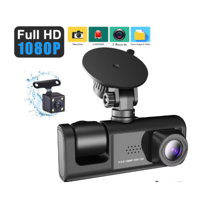 Camera Auto Dvr de Bord Full Hd 1080p Camp Vizual Ultra Larg de 170 grade Ecran Lcd 3 Lentile
