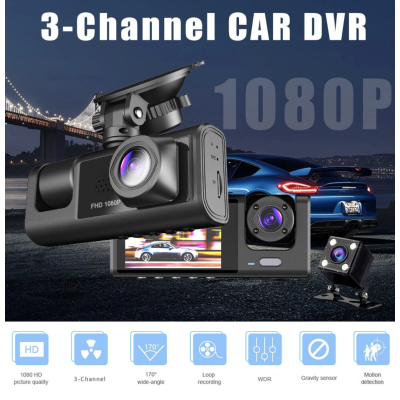 Camera auto DVR trei camere fata spate interior 1920*1296p super HD unghi larg de filmare 170 grade
