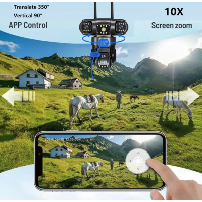 Camera de securitate Andowl G819 4G PTZ IP 8K 12MP cu lentila tripla ecran triplu detectare miscare audio bidirectional si vedere nocturna