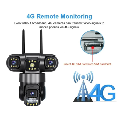 Camera de securitate Andowl G819 4G PTZ IP 8K 12MP cu lentila tripla ecran triplu detectare miscare audio bidirectional si vedere nocturna