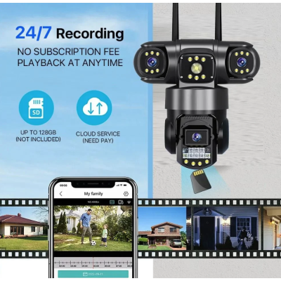 Camera de securitate Andowl G819 4G PTZ IP 8K 12MP cu lentila tripla ecran triplu detectare miscare audio bidirectional si vedere nocturna