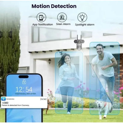 Camera de securitate Andowl G819 4G PTZ IP 8K 12MP cu lentila tripla ecran triplu detectare miscare audio bidirectional si vedere nocturna