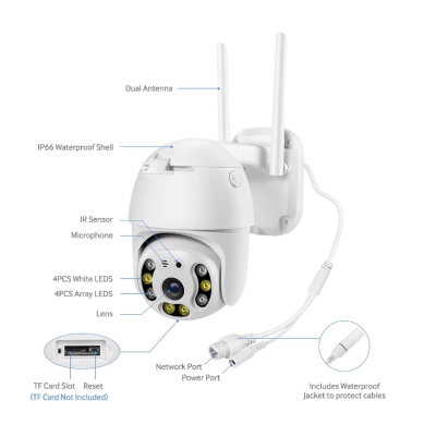 Camera de supraveghere 1920x1080p cu 8 LED Wifi 2MP zoom digital 4X