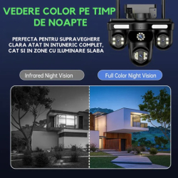 Camera de Supraveghere Conexiune WIFI 3 Lentile 12 MP Vedere Panoramica Night vision