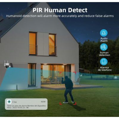 Camera de supraveghere cu panou solar senzor PIR si sirena