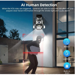 Camera de supraveghere Dubla PTZ 8MP 4K Q S800 cu Aplicatie GRI