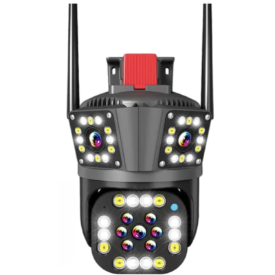 Camera de supraveghere inteligenta 4K cu senzor de miscare LED infrarosii si lumini LED albe