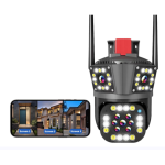 Camera de supraveghere inteligenta 4K cu senzor de miscare LED infrarosii si lumini LED albe