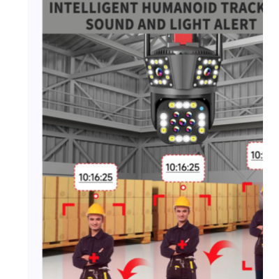 Camera de supraveghere inteligenta 4K cu senzor de miscare LED infrarosii si lumini LED albe