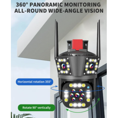 Camera de supraveghere inteligenta 4K cu senzor de miscare LED infrarosii si lumini LED albe