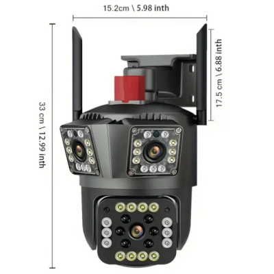 Camera de Supraveghere Tripla WIFI 24MP Exterior/Interior Ultra HD 10X zoom Rotire Comunicare Bidirectionala