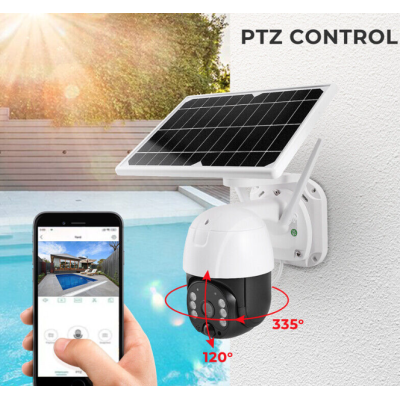 Camera de supraveghere Wifi cu Panou Solar Atasat si Senzor de Miscare alert PTZ