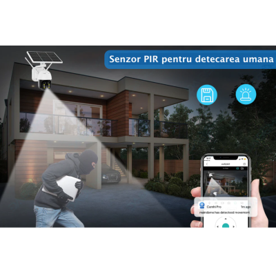 Camera supraveghere cu panou solar full HD PTZ 6 LED