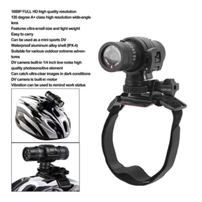 Camera video MINI F9 sport 1080p Full HD unghi larg de 120 grade  60 de cadre video poate fi montata pe casca sau bicicleta/motocicleta