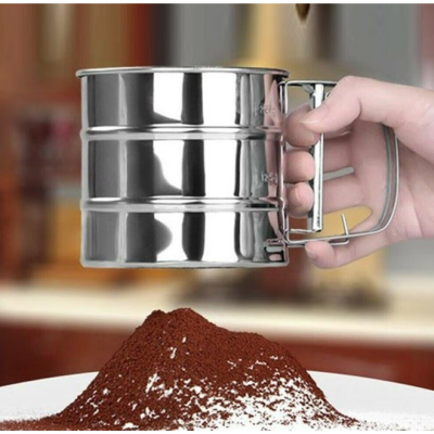 Cana cu sita pentru cernut faina,zahar pudra inox 250 gr