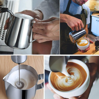 Cana din inox cu gradatie pentru spumare cu maner 350 ml