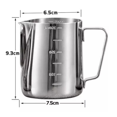 Cana din inox cu gradatie pentru spumare cu maner 350 ml