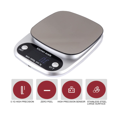 Cantar de bucatarie electronic cu display LCD GRI