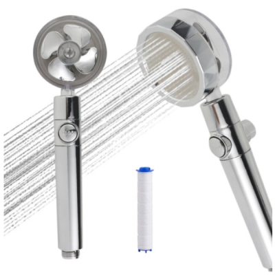 Cap de Dus cu Elice pentru Presiune Inalta cu Buton Oprire Apa Jet Tip Vortex Cromat