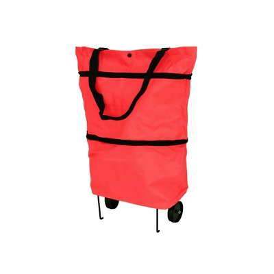 Carucior pliabil tip sacosa pentru cumparaturi cu roti si maner