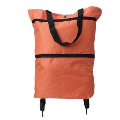 Carucior pliabil tip sacosa pentru cumparaturi cu roti si maner