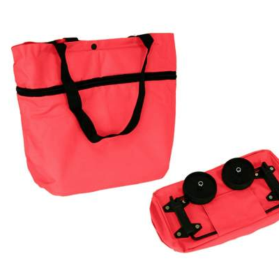 Carucior pliabil tip sacosa pentru cumparaturi cu roti si maner