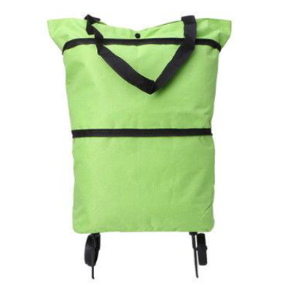 Carucior pliabil tip sacosa pentru cumparaturi cu roti si maner