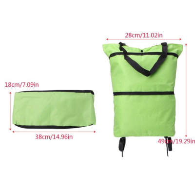 Carucior pliabil tip sacosa pentru cumparaturi cu roti si maner