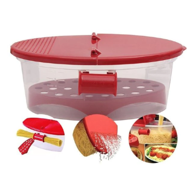 Caserola cu strecuratoare pentru preparare paste la microunde