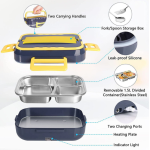 Caserola electrica capacitate 1.5L cu accesorii la priza sau auto pentru incalzire si depozitare mancare aliemntare