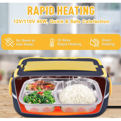 Caserola electrica capacitate 1.5L cu accesorii la priza sau auto pentru incalzire si depozitare mancare aliemntare