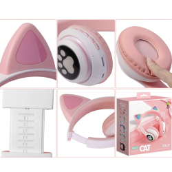 Casti fara fir pentru copii RD B450 Bluetooth design urechi pisica