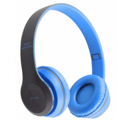 Casti wireless P47 Albastru wireless cu Bluetooth si microfon