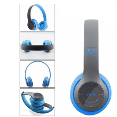 Casti wireless P47 Albastru wireless cu Bluetooth si microfon